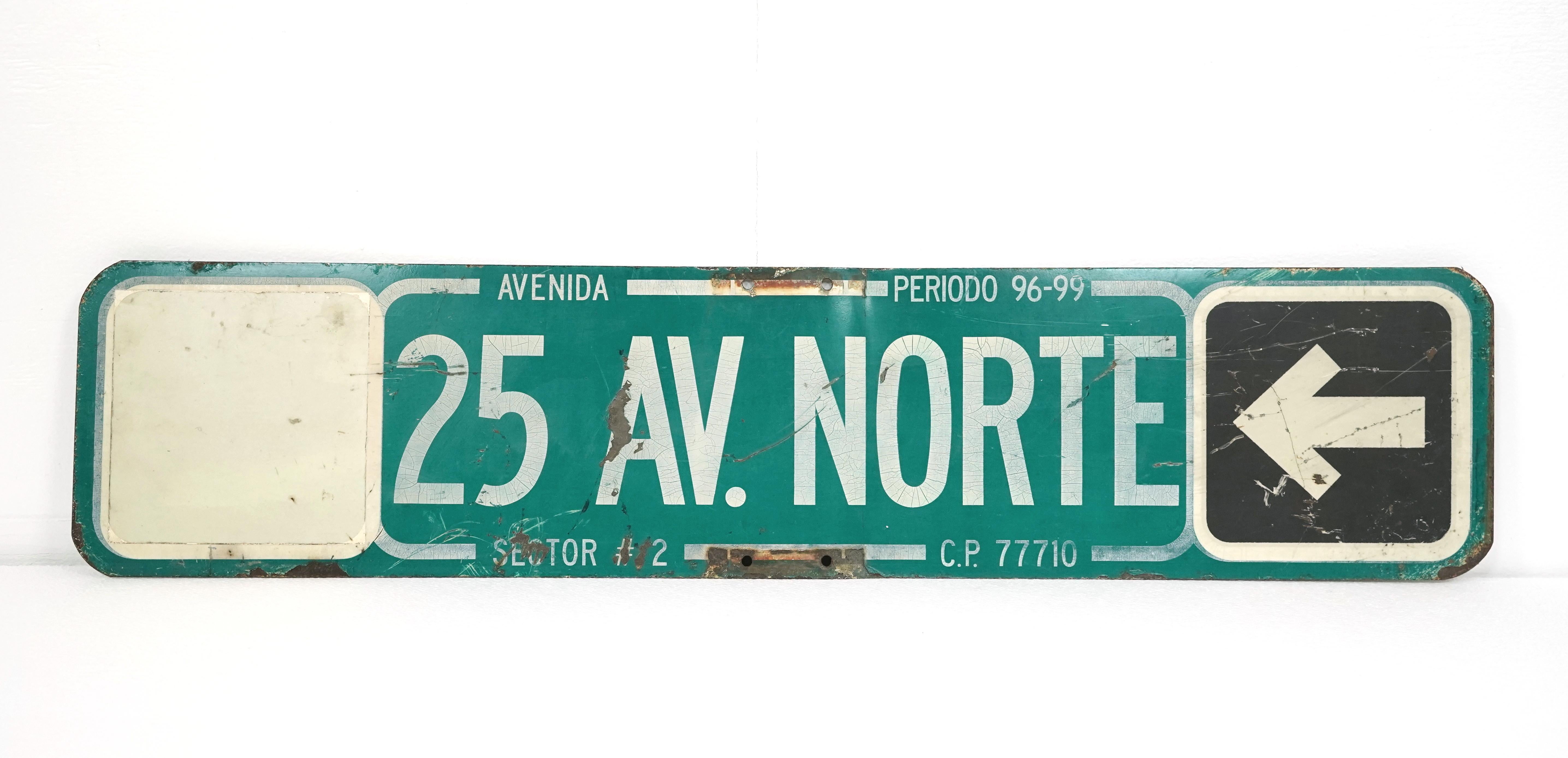 Steel Double Sided 25 Ave. North Street Sign In Fair Condition For Sale In New York, NY