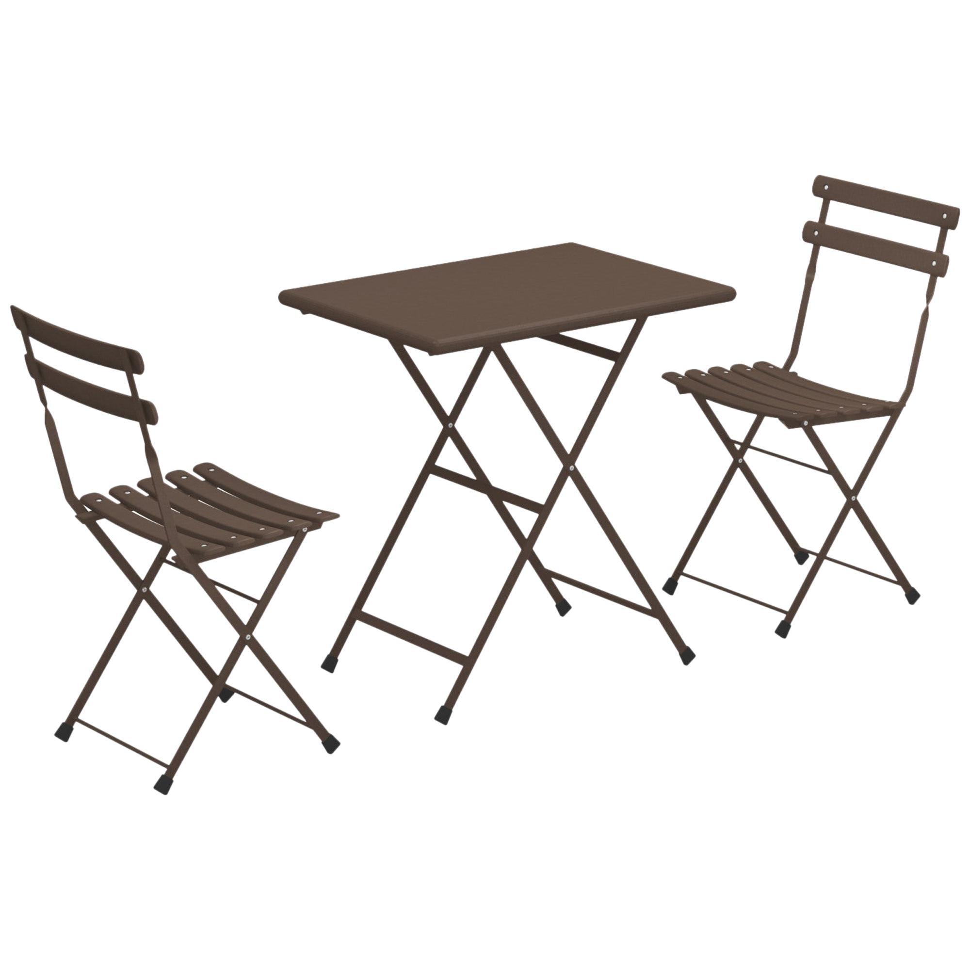 Steel EMU Arc en ciel Set 2 folding chairs 1 folding table For Sale