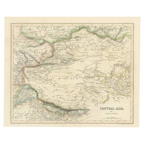 Steel Engraved Map of Central Asia Covering the Chinese Empire, Tibet Etc, C1843