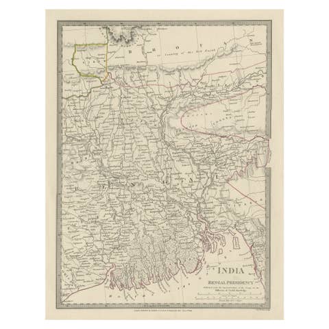 Steel Engraved Map of Part of the Bengal Presidency 'India & Bangladesh', 1831