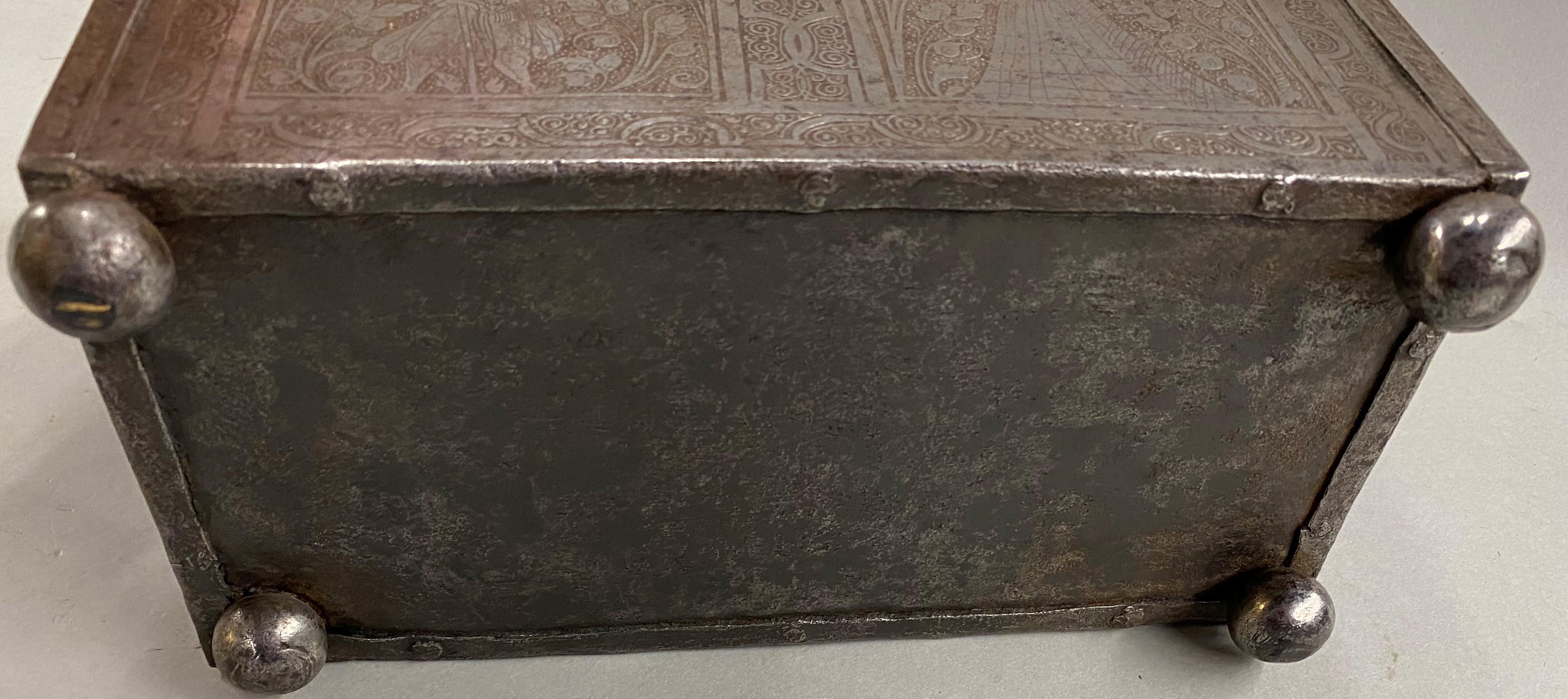 Steel Engraved Nuremberg Money Chest or Cash Box circa 1600 For Sale 9