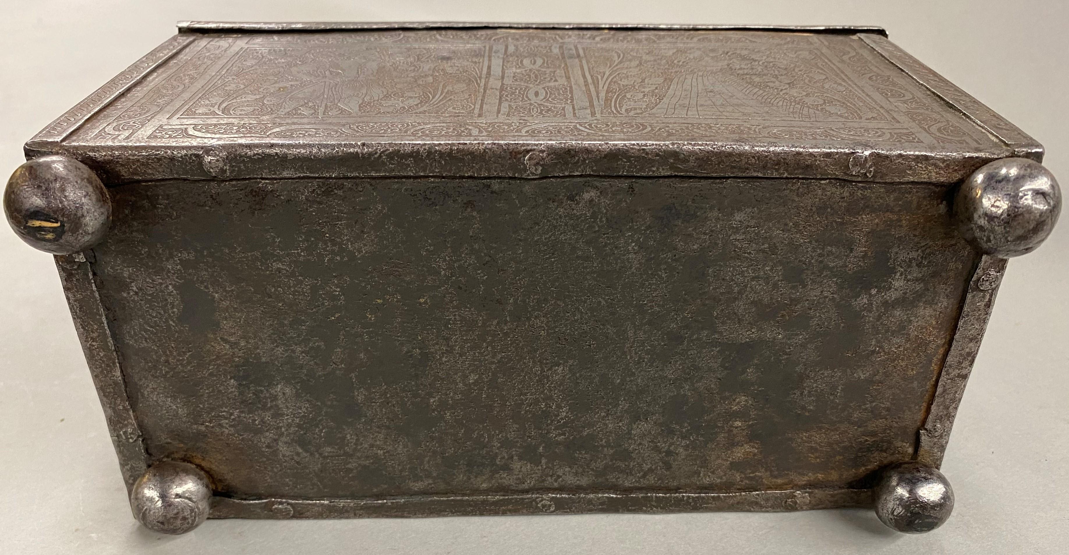 Early 17th Century Steel Engraved Nuremberg Money Chest or Cash Box circa 1600 For Sale