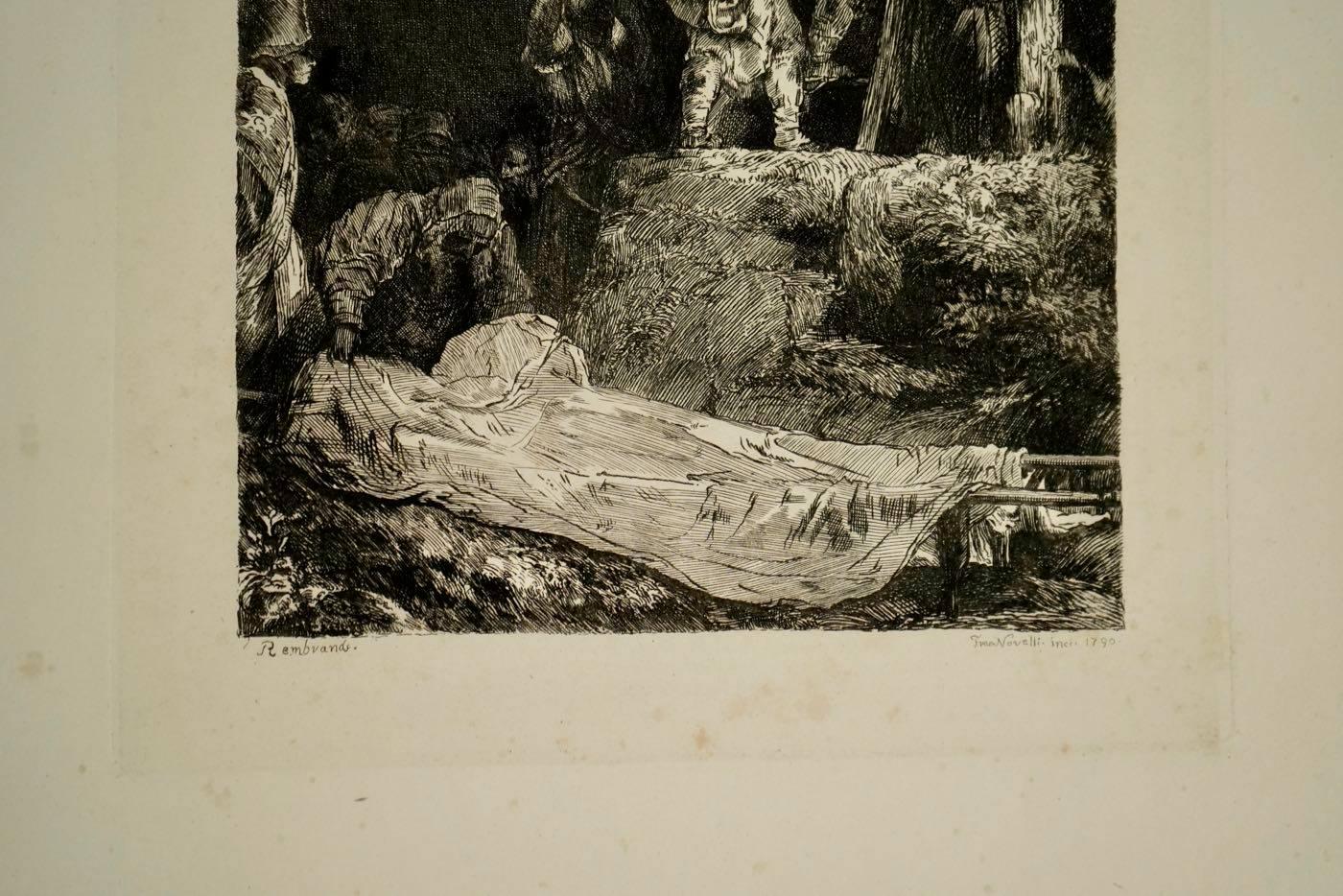 French Steel Engraving from the 19th Century of Rembrandt by Francesco Novelisme For Sale