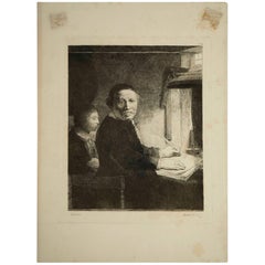 Gravure en acier du 19ème siècle représentant une peinture de Rembrandt