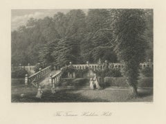 Steel Engraving of Haddon Hall, River Wye, Bakewell, Derbyshire, England, 1875