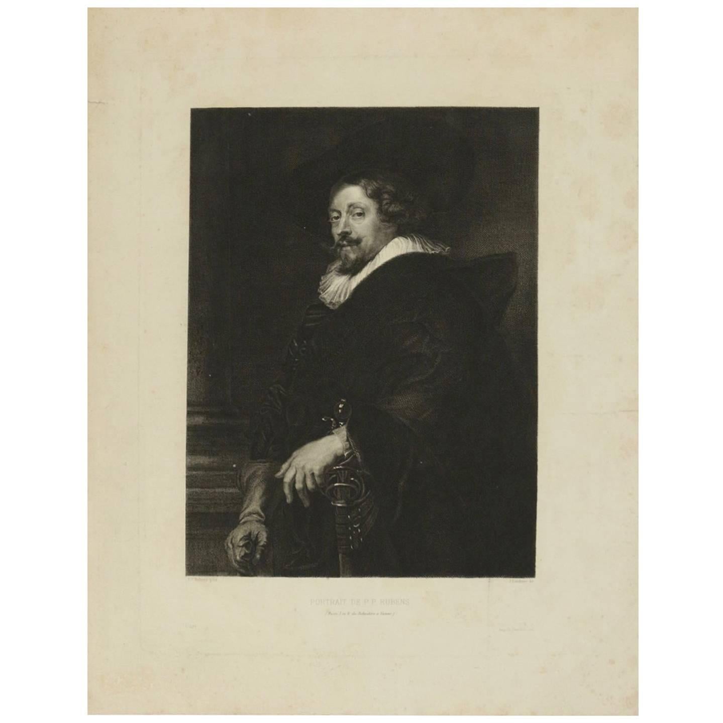 Steel Engraving of the Portrait of Peter Paul Rubens For Sale