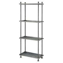 Vintage Steel Étagère, or Plant Stand with '4' Galvanized Pan Shelves Ideal for Garden