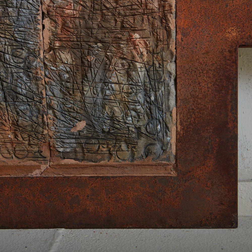 Stahl + geätzte Keramik-Wandskulptur, 20. Jahrhundert im Angebot 3