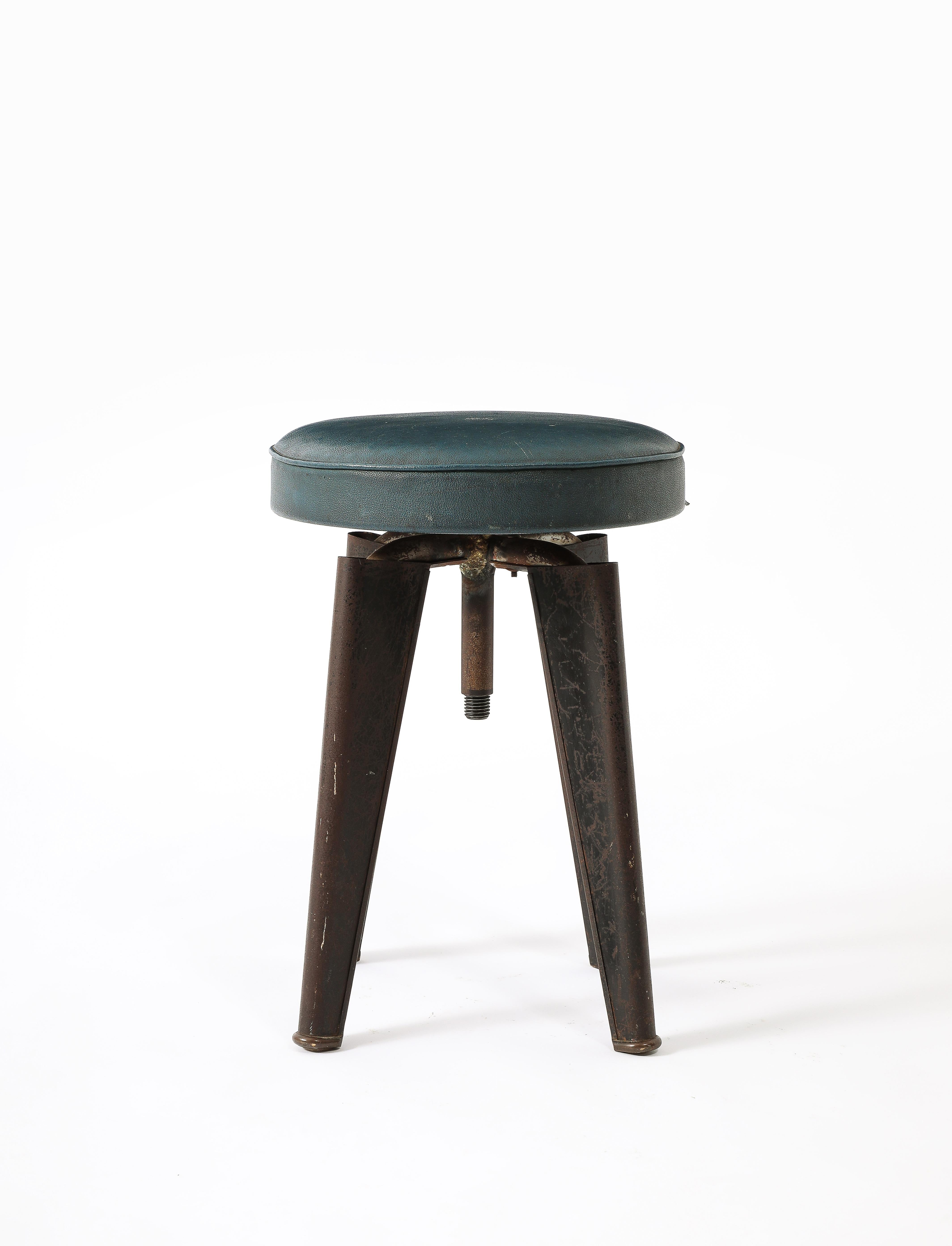 Sleek adjustable height stool by Maison Dominique for the French navy 
