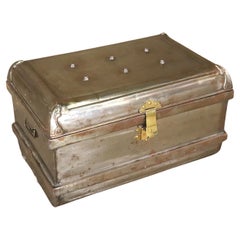 Used Steel Flip Top Trunk with Brass Lock by Bates