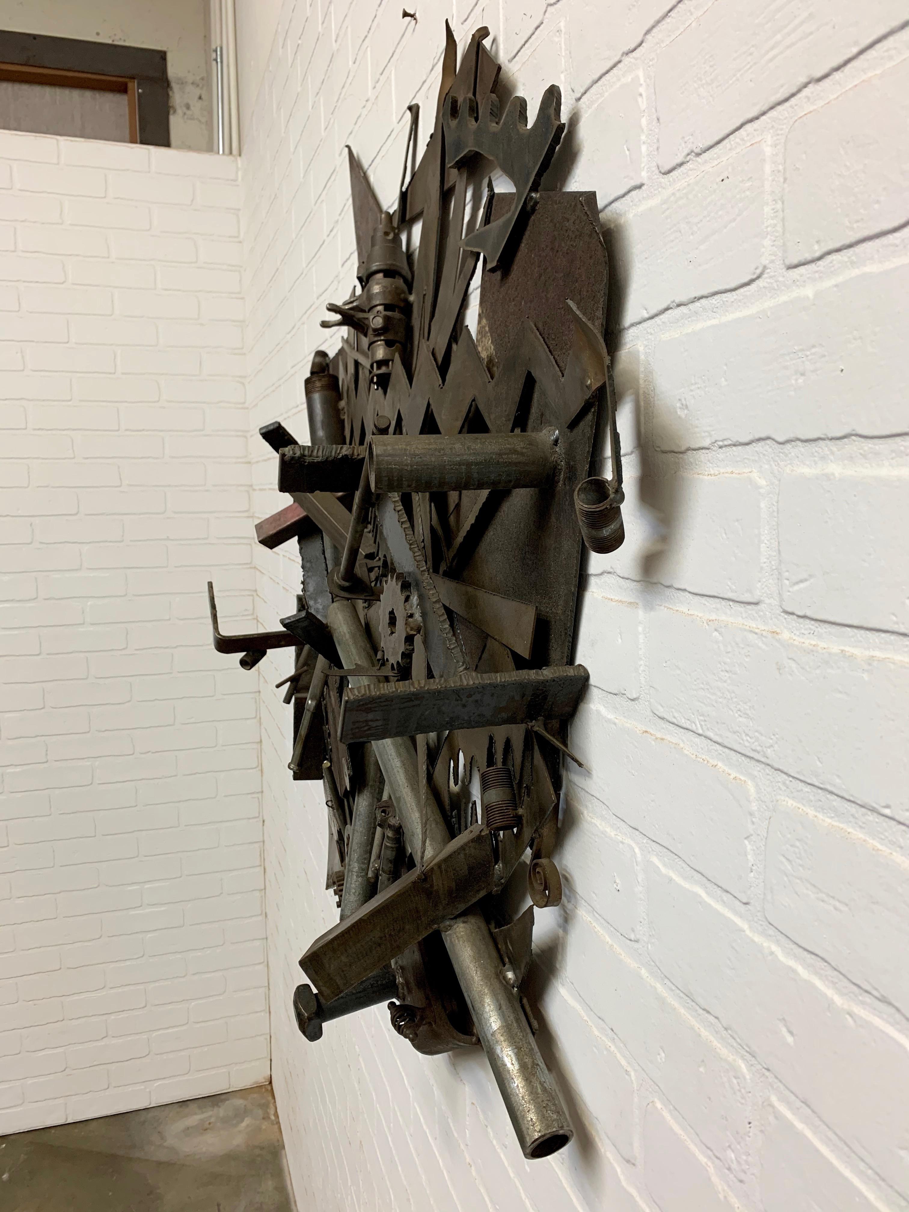 Steel Found Objects Brutal Wall Sculpture by Bruce Gray For Sale 3