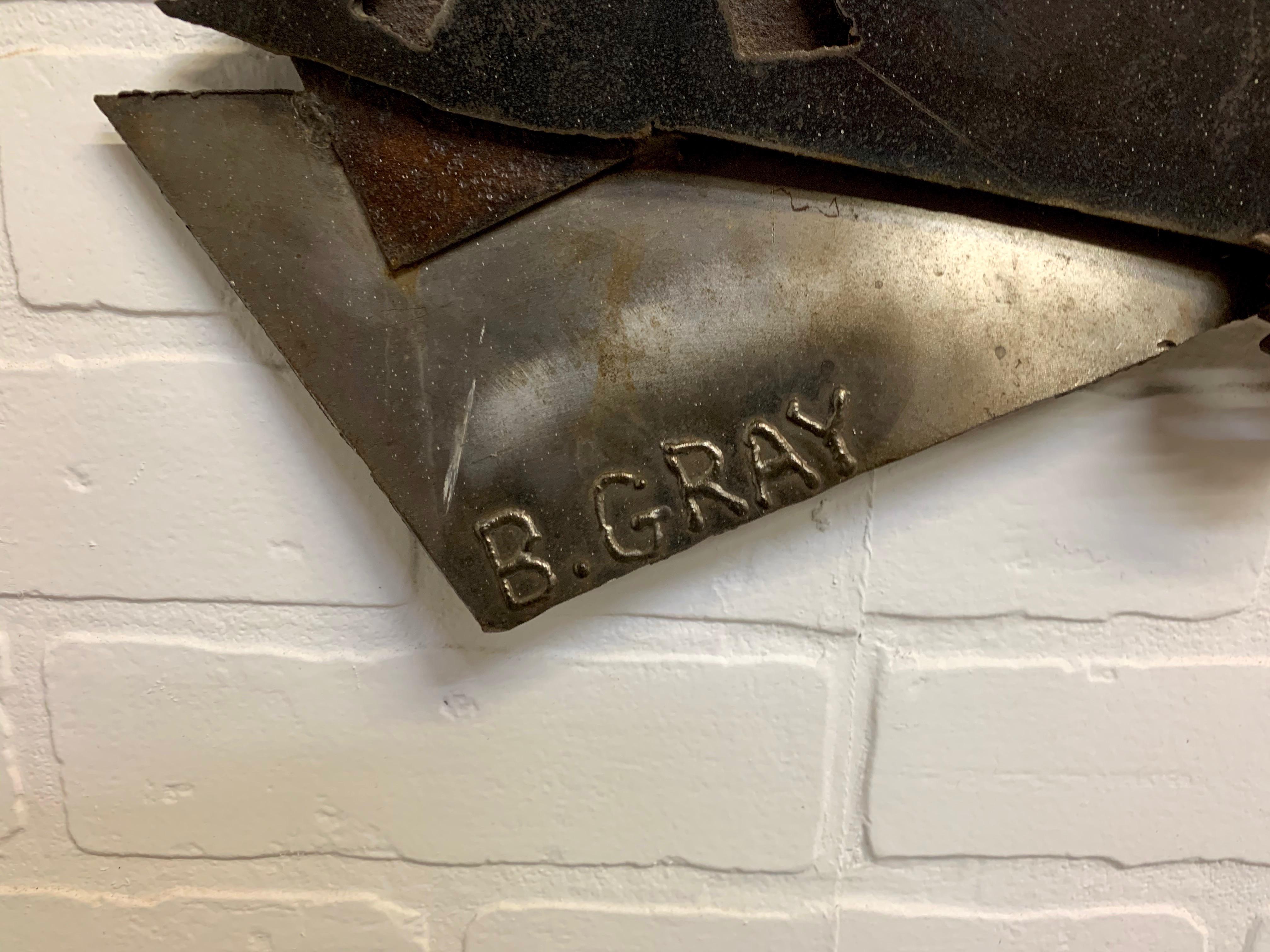 Modern Steel Found Objects Brutal Wall Sculpture by Bruce Gray For Sale