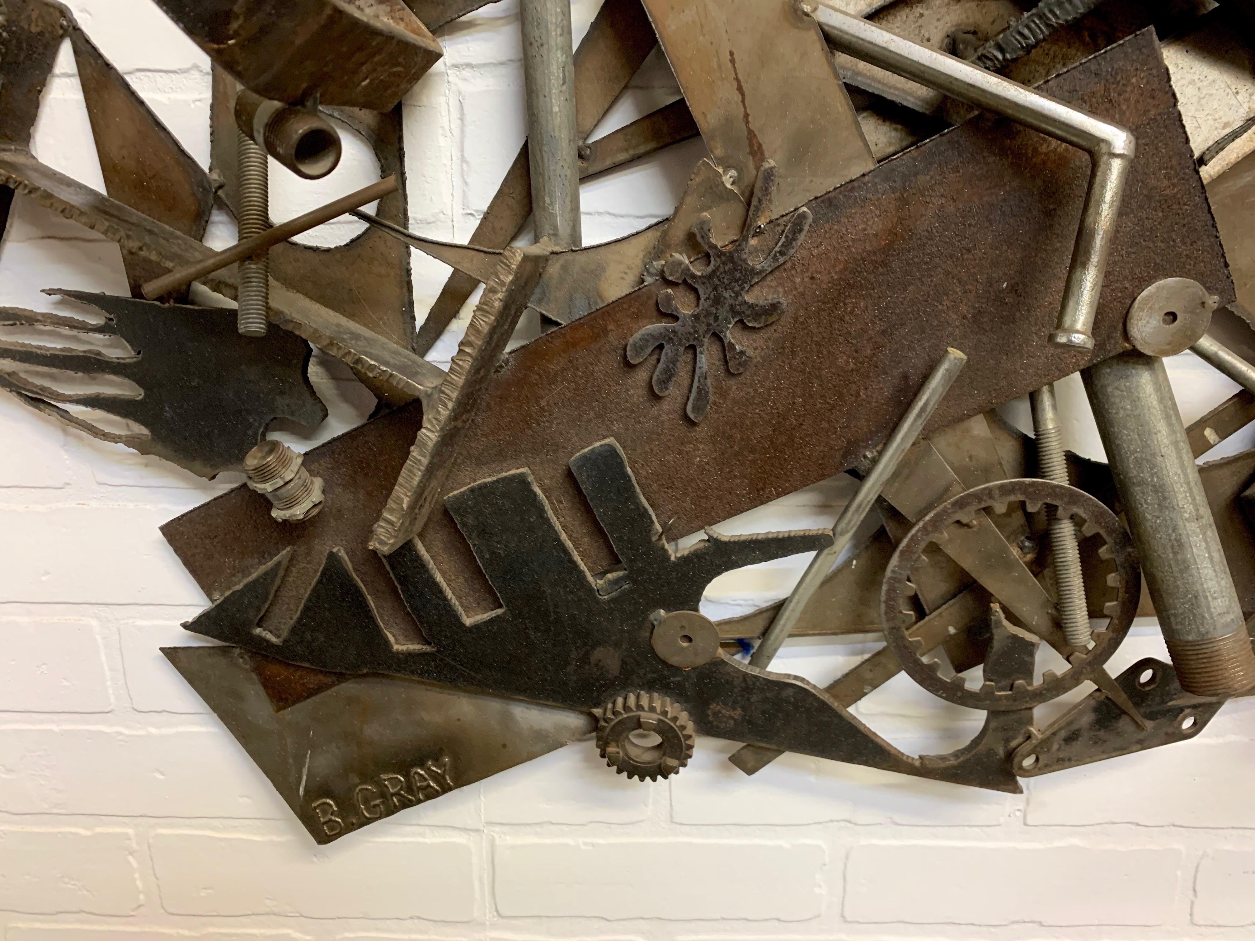 American Steel Found Objects Brutal Wall Sculpture by Bruce Gray For Sale