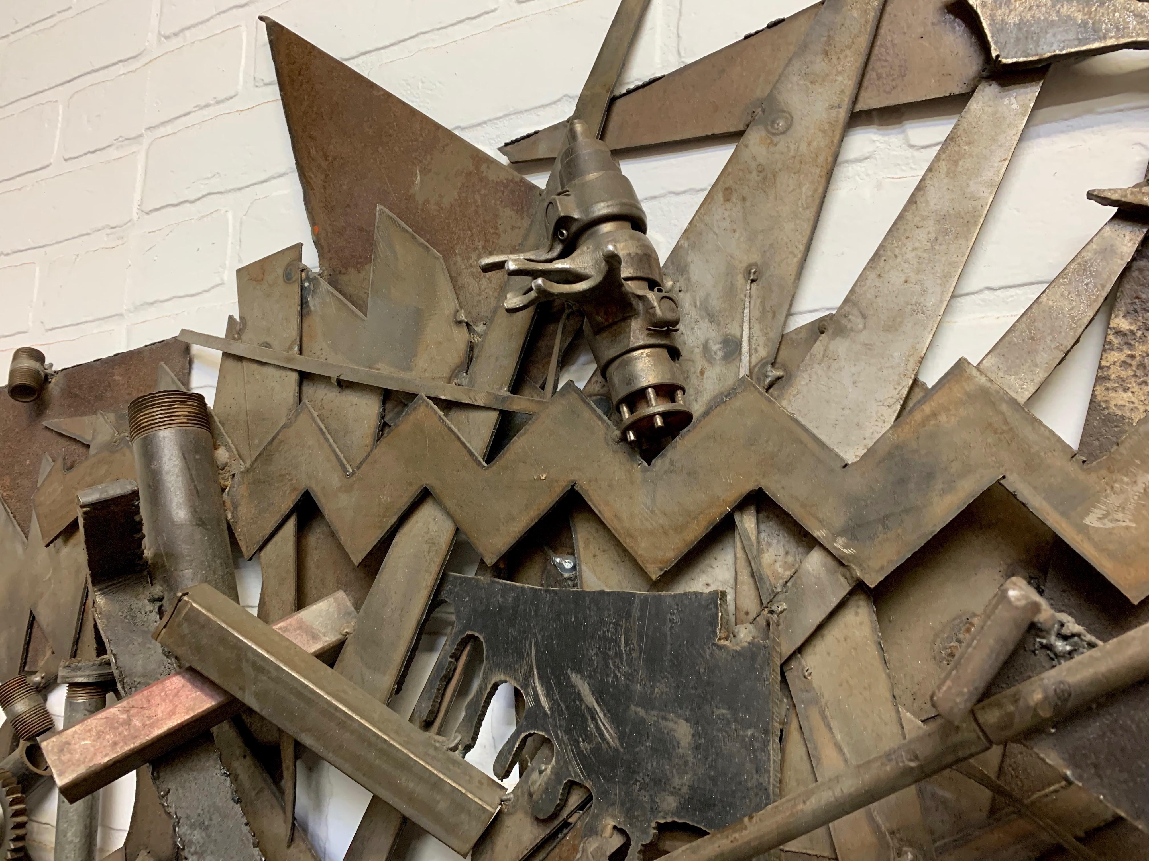 20th Century Steel Found Objects Brutal Wall Sculpture by Bruce Gray For Sale