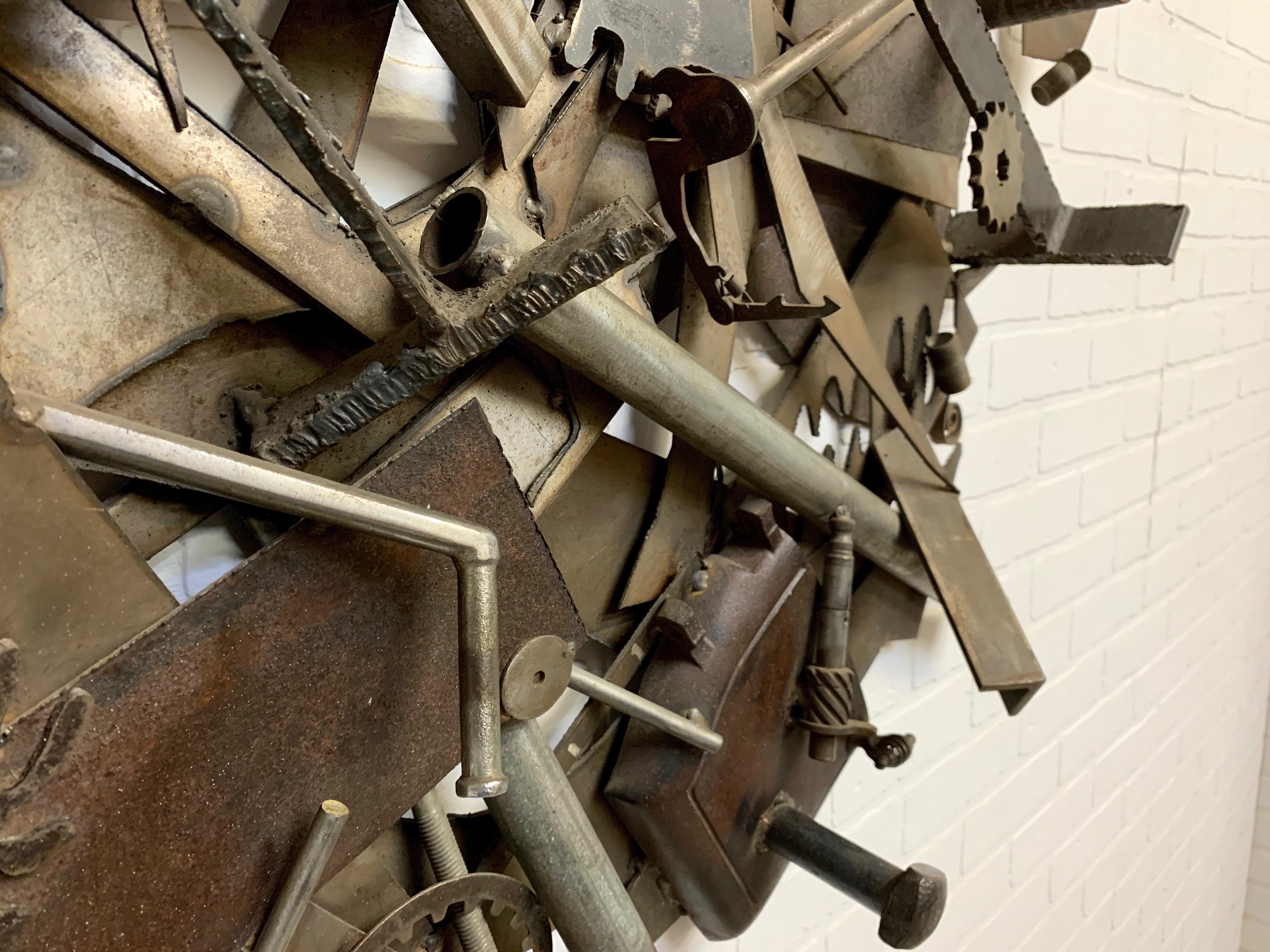 Metal Steel Found Objects Brutal Wall Sculpture by Bruce Gray For Sale