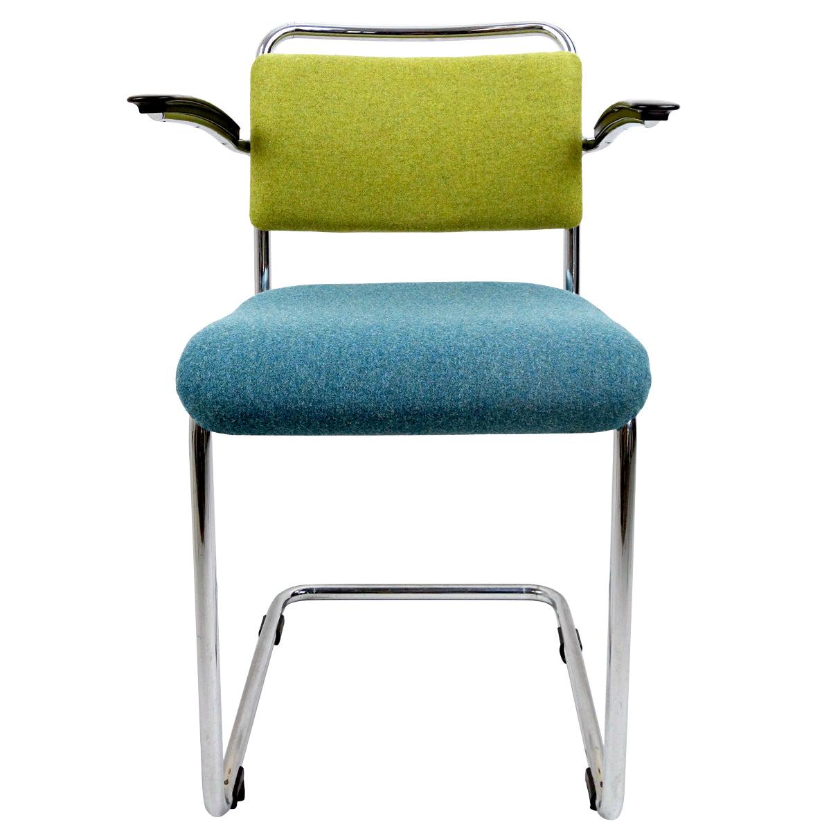 Steel Frame Chair Model 201 by Gispen in Bicolor Upholstery For Sale