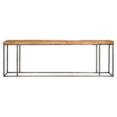 Steel Frame Sofa Table with Reclaimed Elm Top