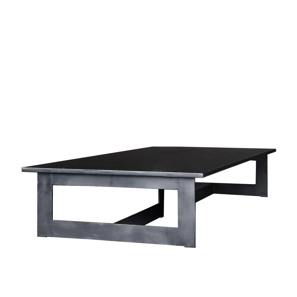 Hand-Crafted Steel Framed Coffee Table For Sale