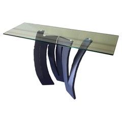 Steel & Glass "Fleur de Fer" Console Table by Maurice Barilone for Roche Bobois