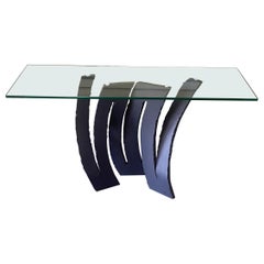 Consolle in acciaio e vetro "Fleur de Fer" di Maurice Barilone per Roche Bobois