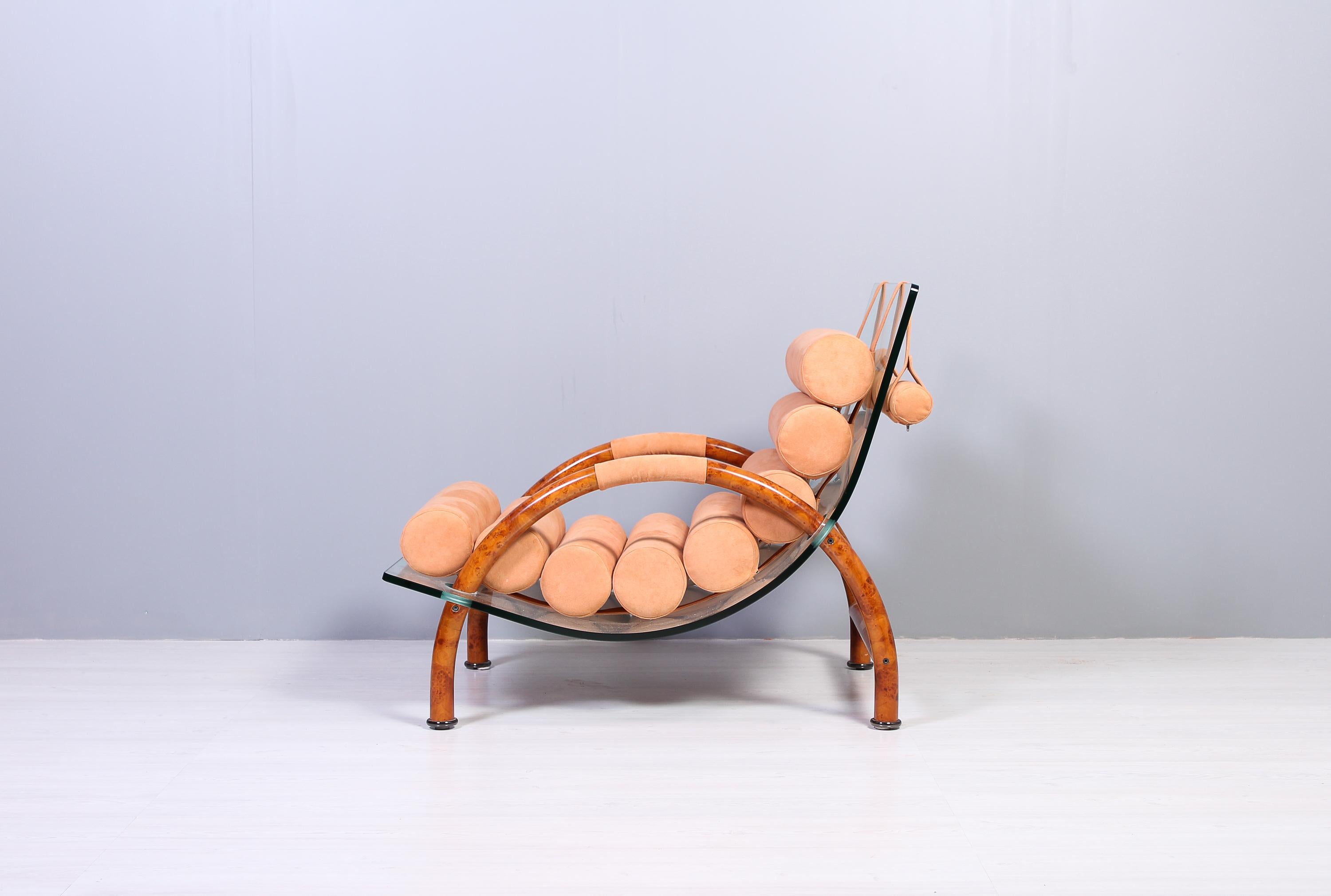 European Steel and Glass Lounge Chair, Likely Italy 1980s For Sale