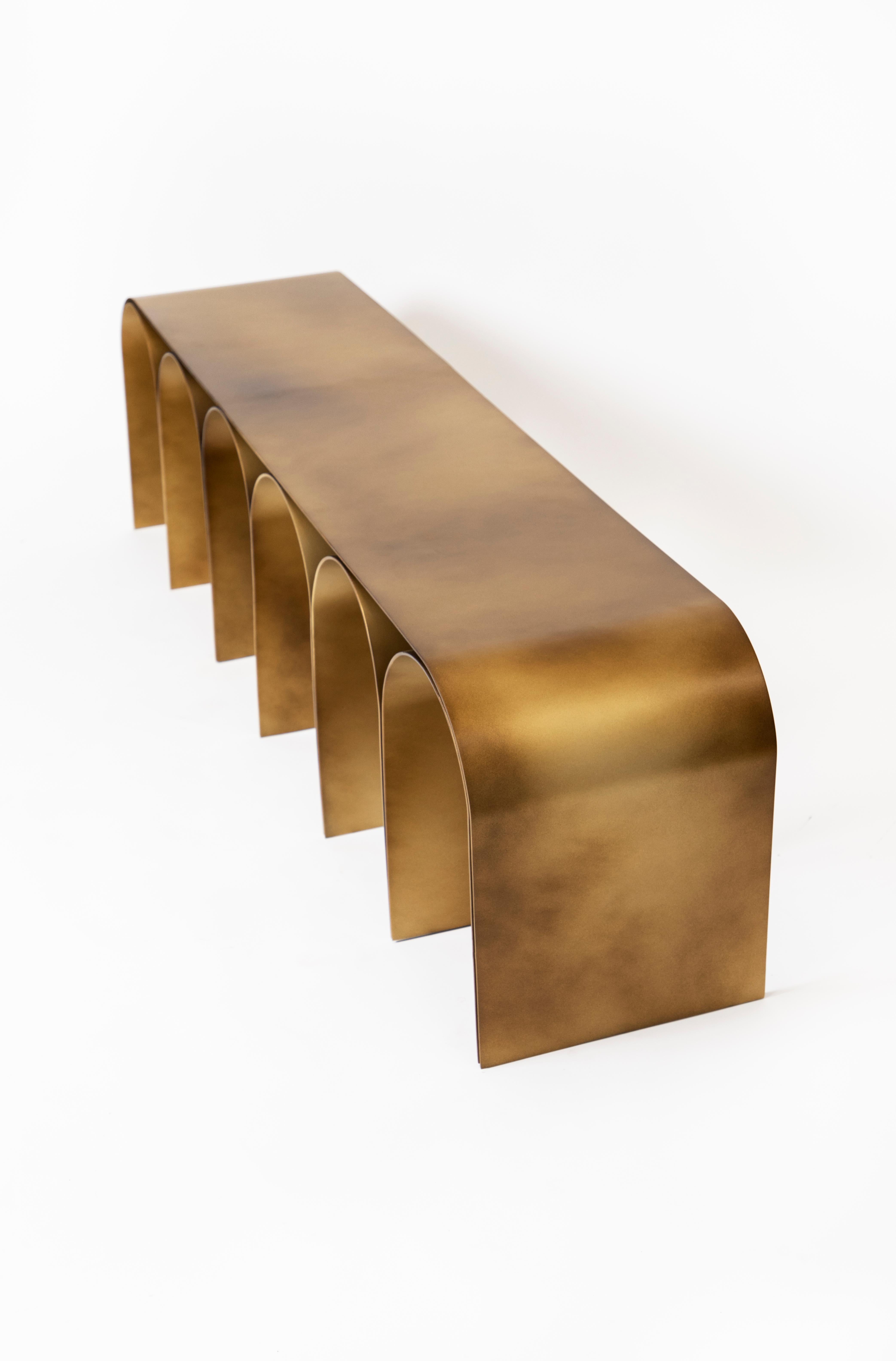 Modern Steel Gold Arch Bench by Pietro Franceschini For Sale