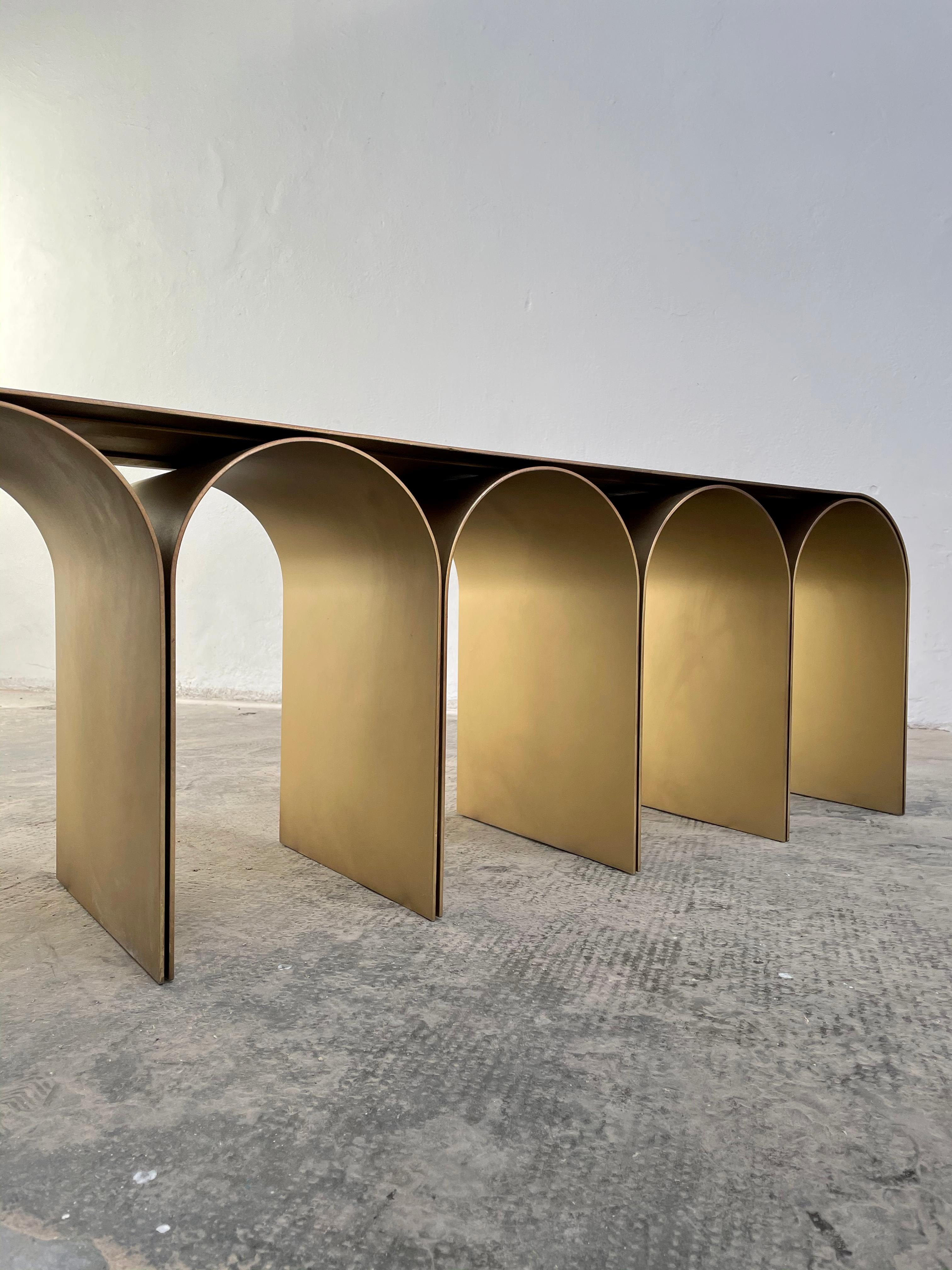 Steel Gold Arch Bench by Pietro Franceschini In New Condition In Geneve, CH
