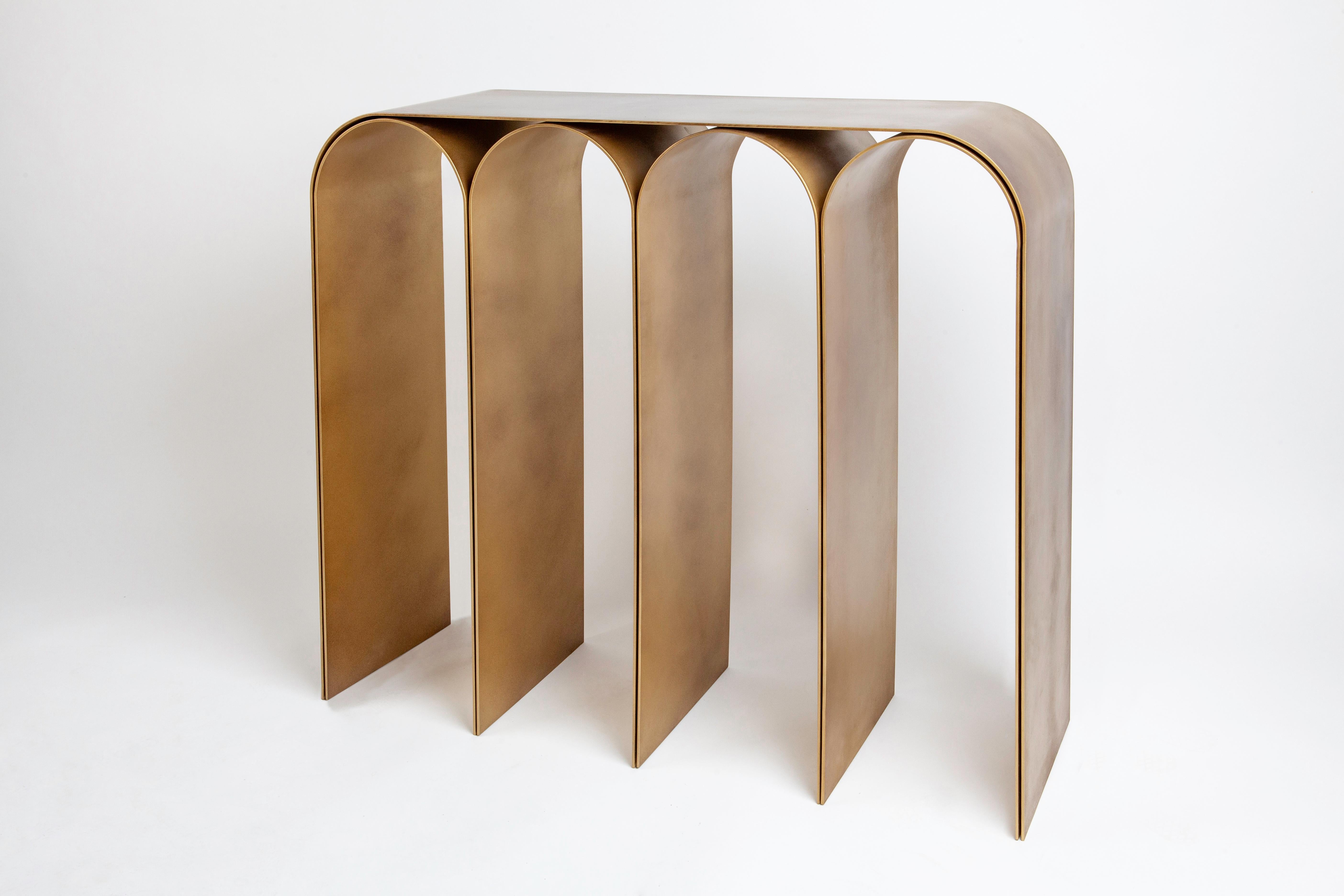 Modern Steel Gold Arch Console by Pietro Franceschini