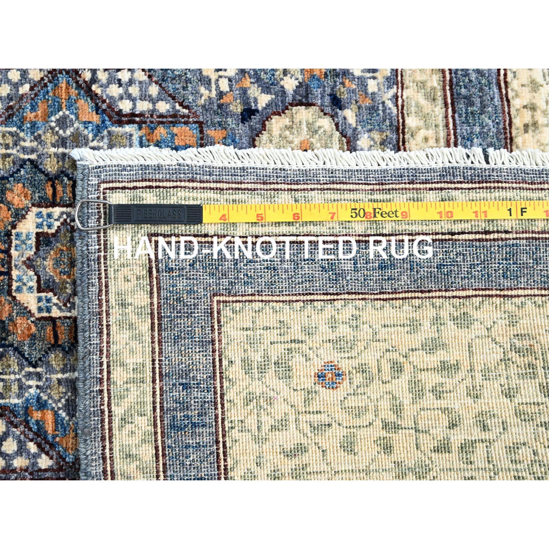 Stahlgrau Hand geknotet Mamluke Dynasty Vibrant Wolle Orientteppich 9' x 12' im Angebot 4