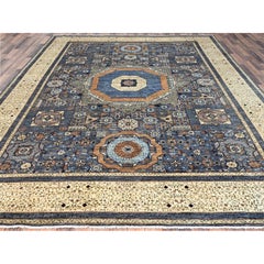 Steel Gray Hand Knotted Mamluk Dynasty Vibrant Wool Oriental Rug 9' x 12'