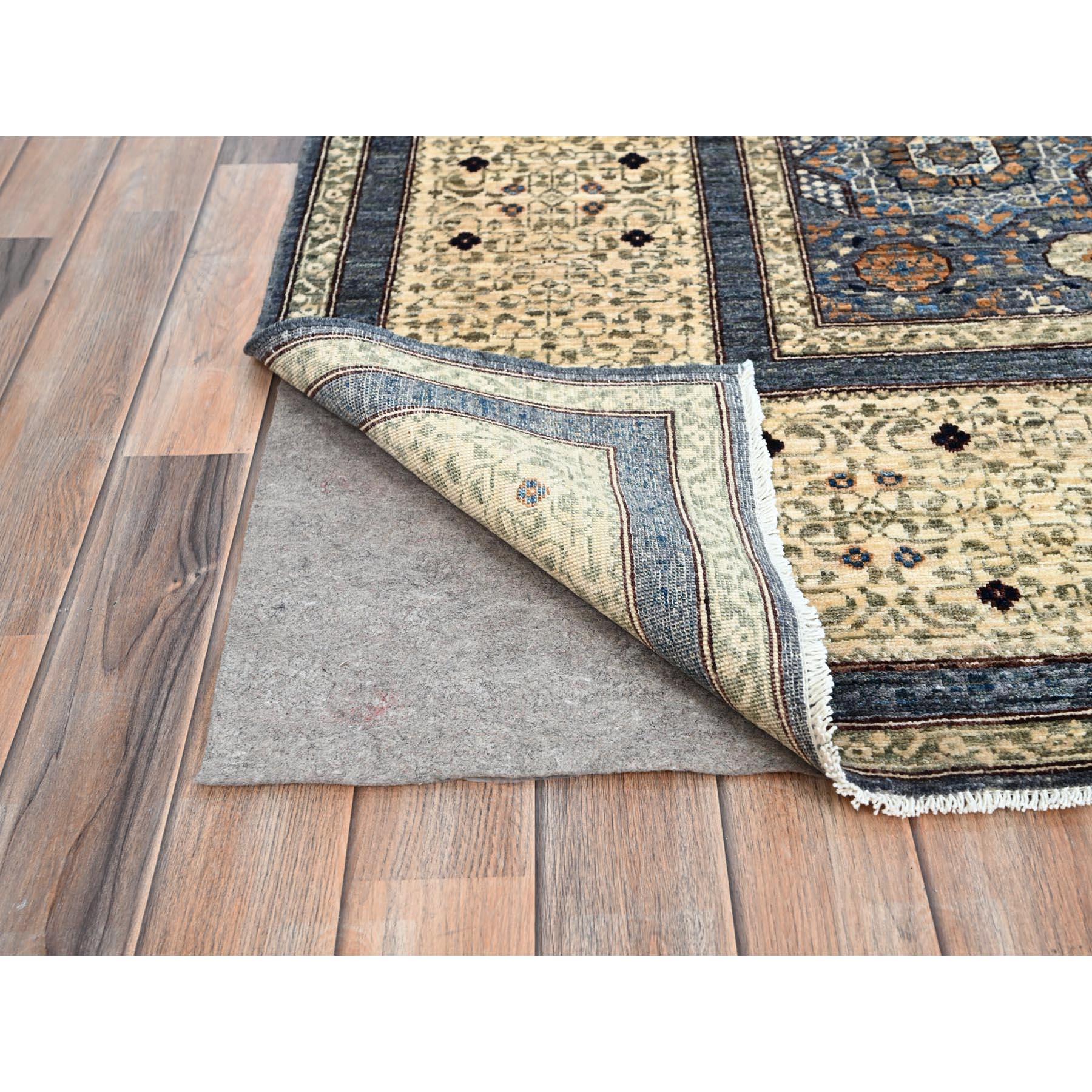 Stahlgrau Hand geknotet Mamluke Dynasty Vibrant Wolle Orientteppich 9' x 12' (Afghanisch) im Angebot