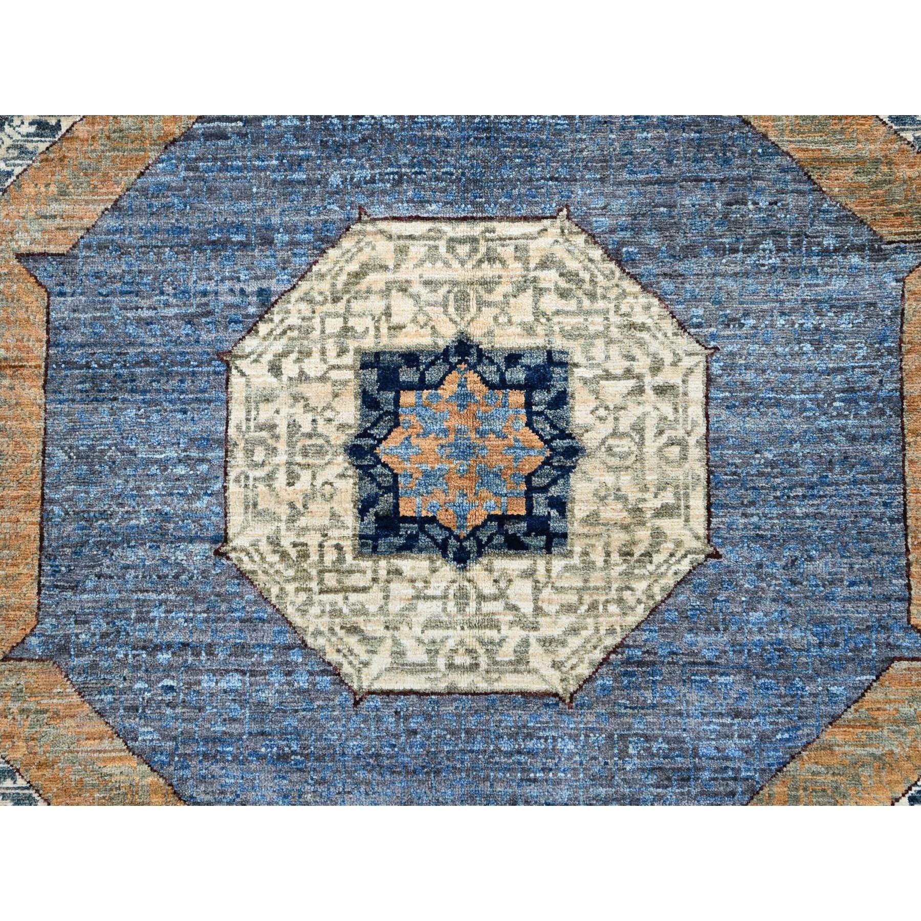 Stahlgrau Hand geknotet Mamluke Dynasty Vibrant Wolle Orientteppich 9' x 12' im Angebot 1