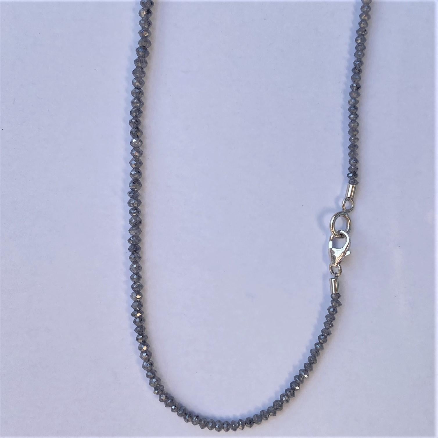 Contemporary Steel Grey Diamond Necklace with White Gold Clasp