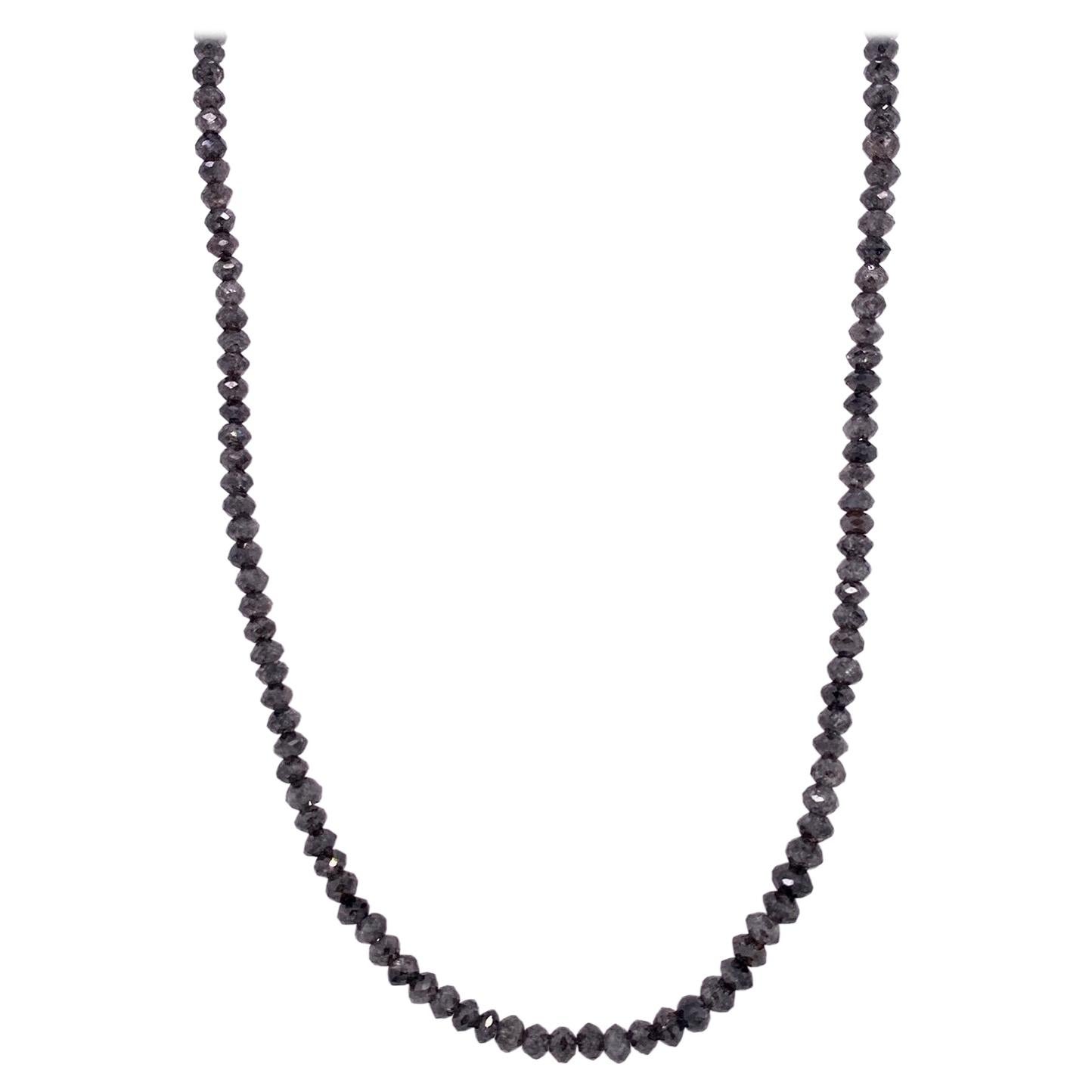 Steel Grey Diamond Necklace with White Gold Clasp