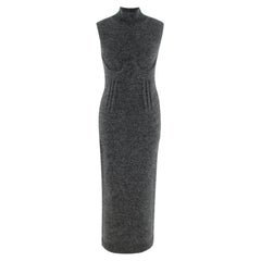 Steel Grey Seamed Cashmere Knitted Dress