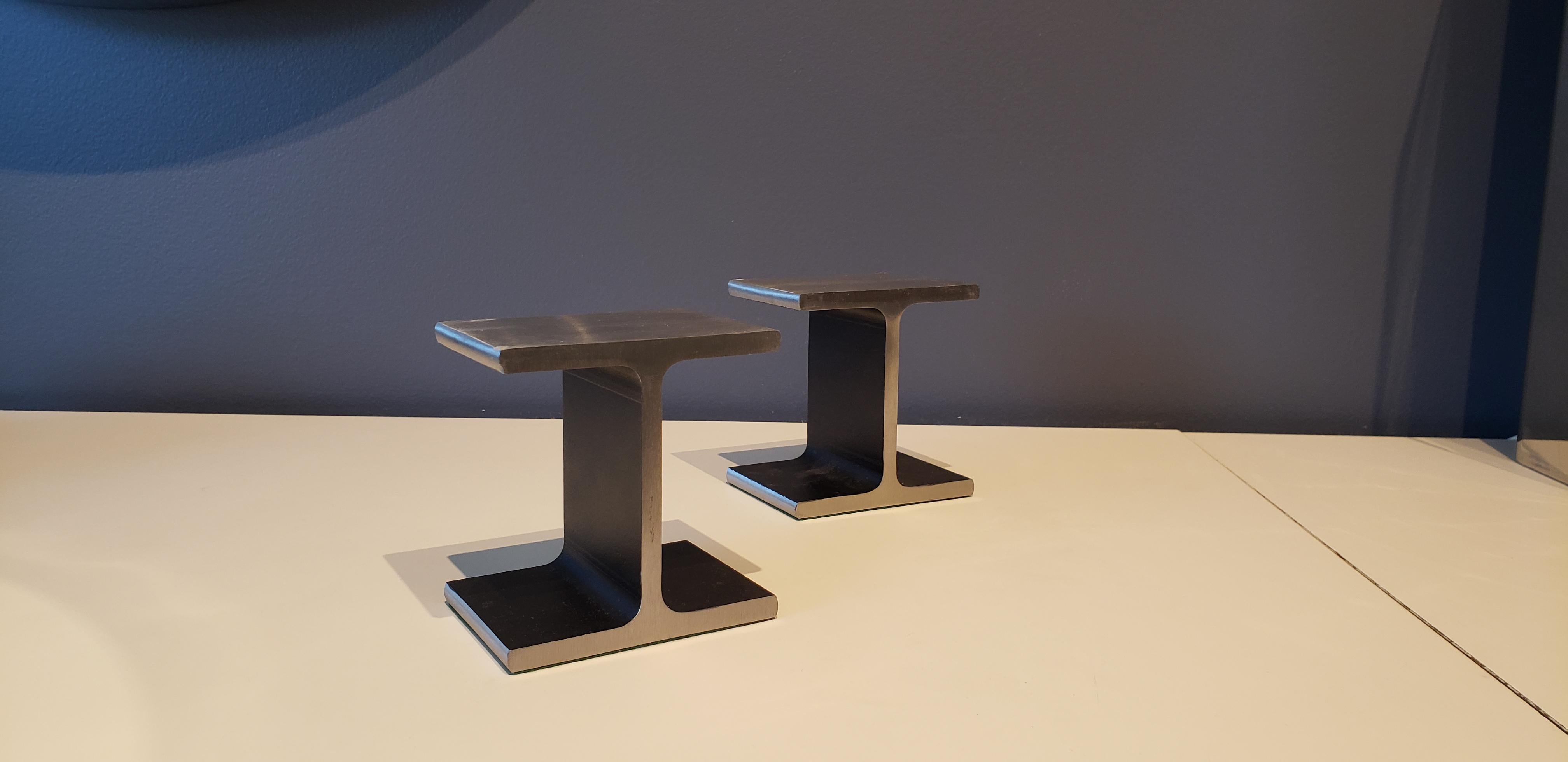 Steel I-Beam or Railroad Tie Bookends, circa 1970 In Excellent Condition In New York, NY