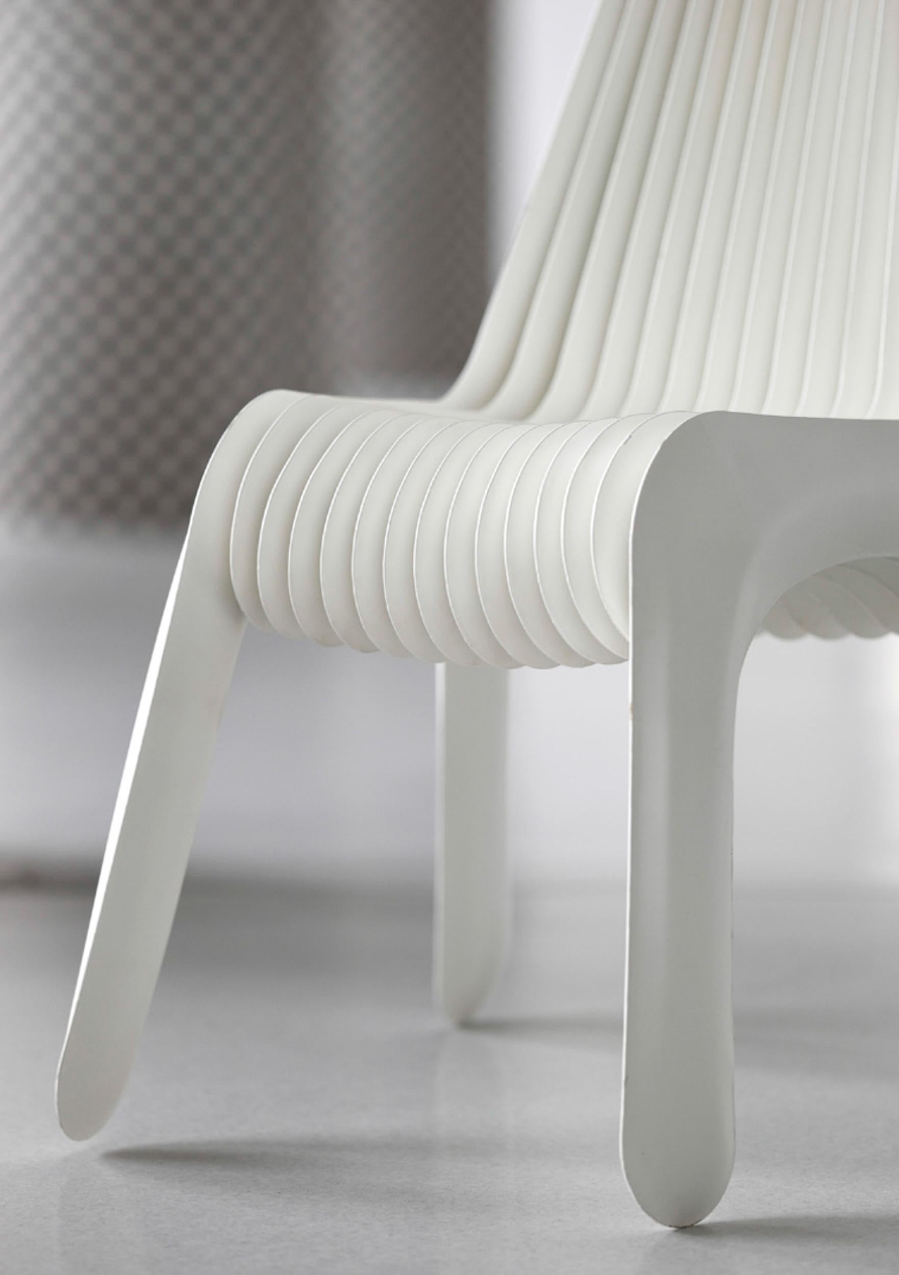 Industrial Steel in Rotation Chair by Zieta, White Matt, Carbon Steel For Sale