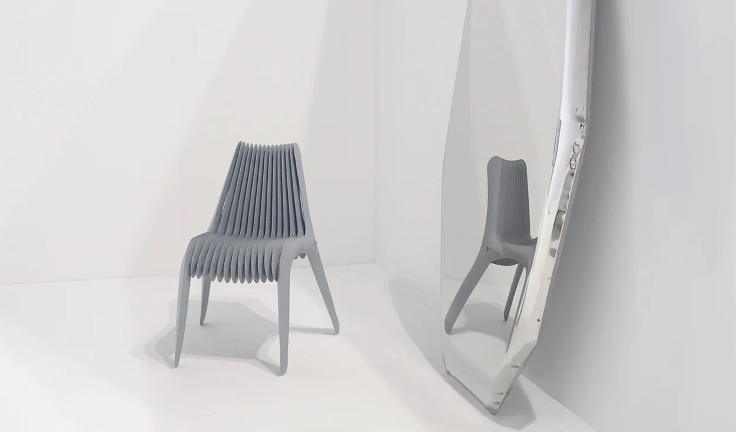 Contemporary Steel in Rotation Chair by Zieta, White Matt, Carbon Steel For Sale