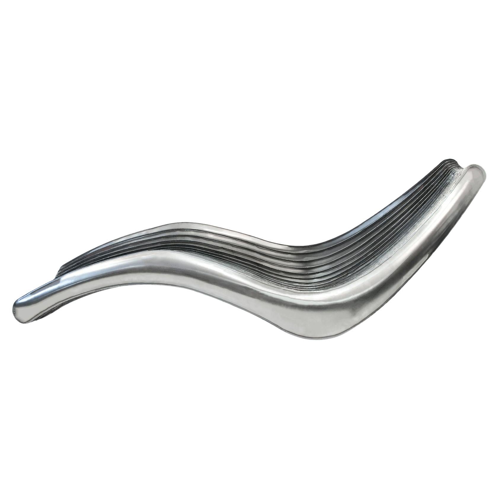 Steel in Rotation Chaise Lounge by Zieta, Stainless Steel For Sale