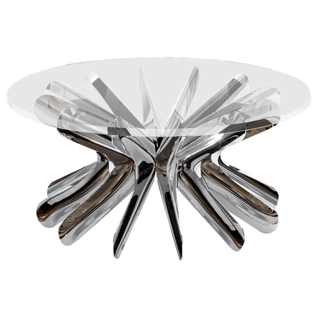 Steel in Rotation No.1 Coffee Tables I Polished Stainless Steel Coffee Table 