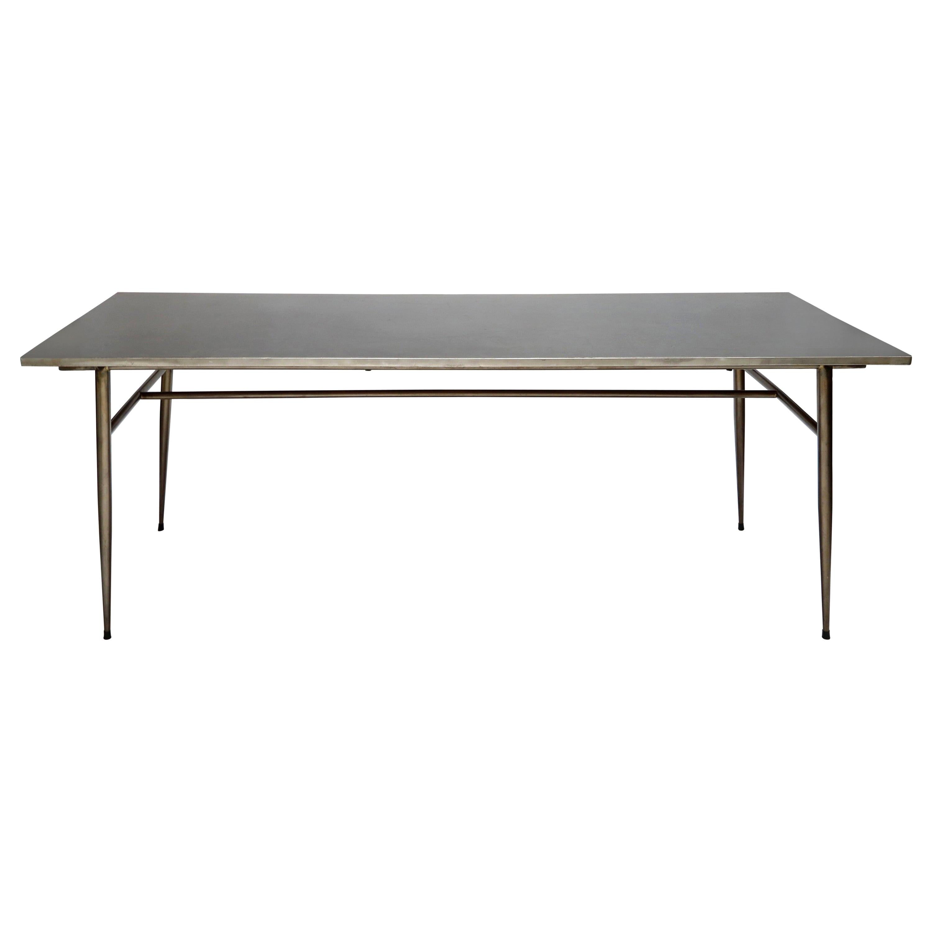 Steel Industrial Dining Table with Black Top, 1950s