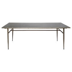 Steel Industrial Dining Table with Black Top, 1950s