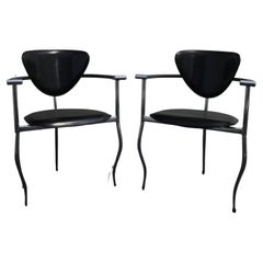 Steel & Leather Armchairs from Arrben, Set of 2