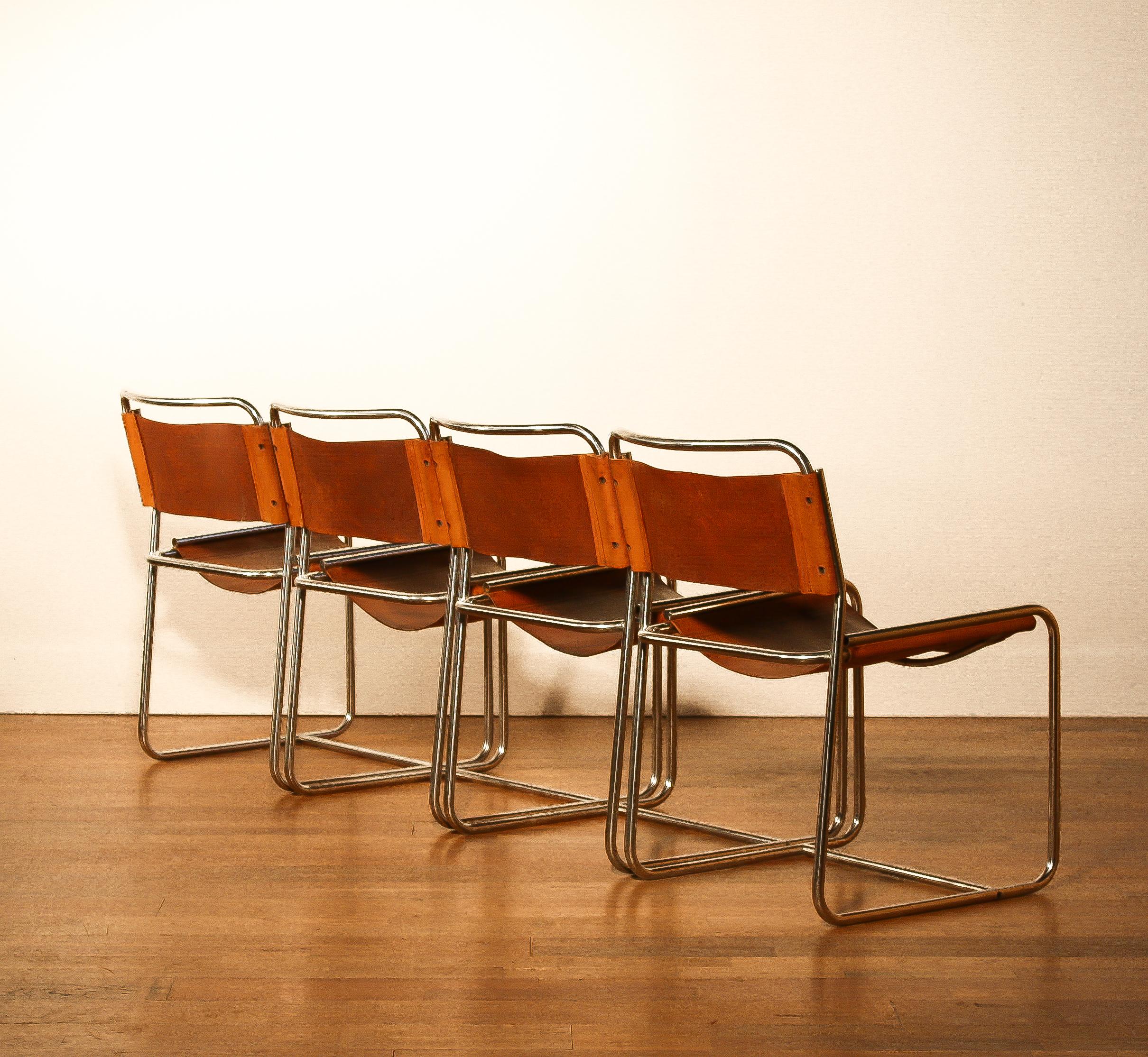 Steel / Leather Set Dining Chairs by Paul Ibens & Clair Bataille for 't Spectrum 1