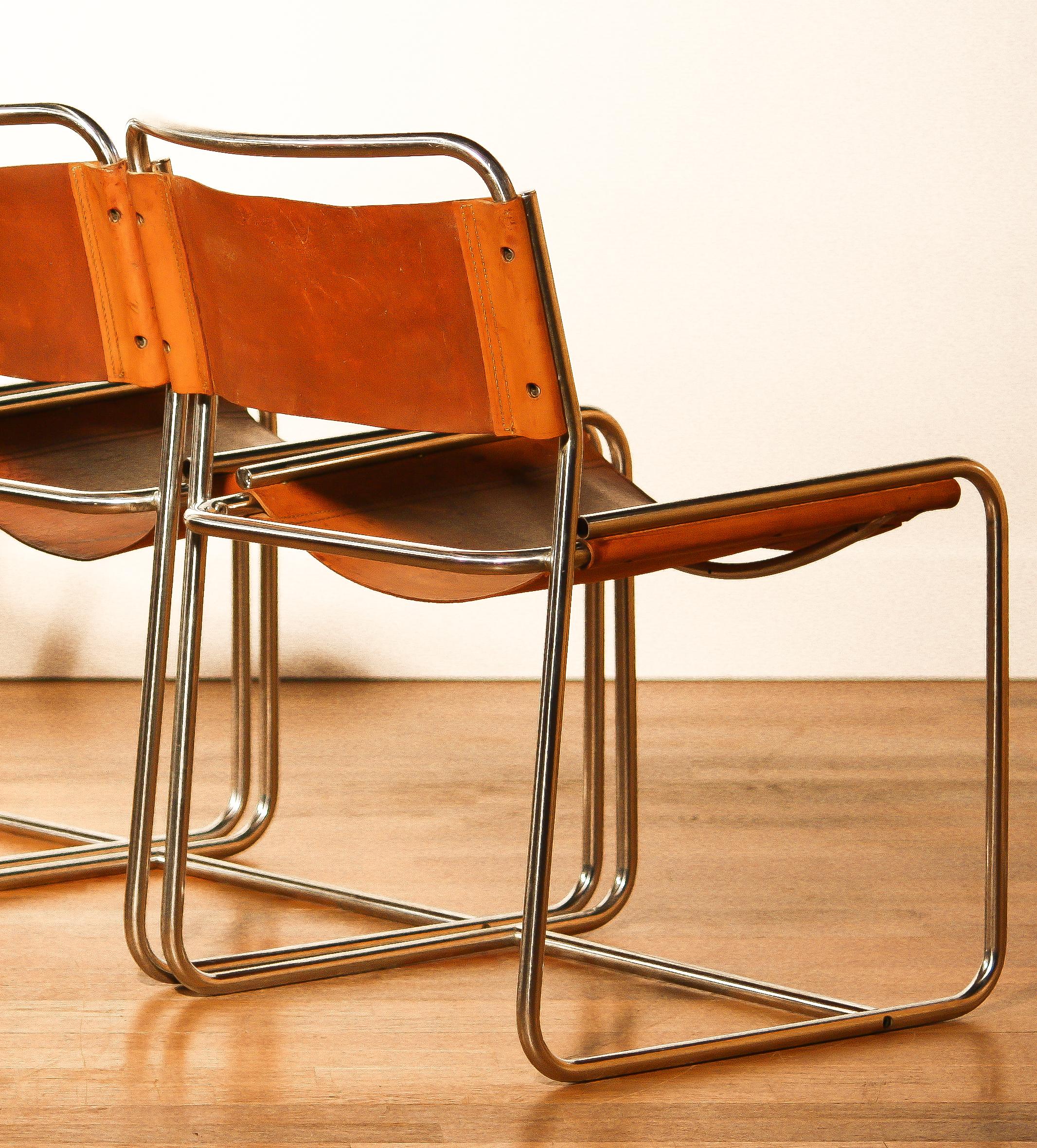Steel / Leather Set Dining Chairs by Paul Ibens & Clair Bataille for 't Spectrum 2