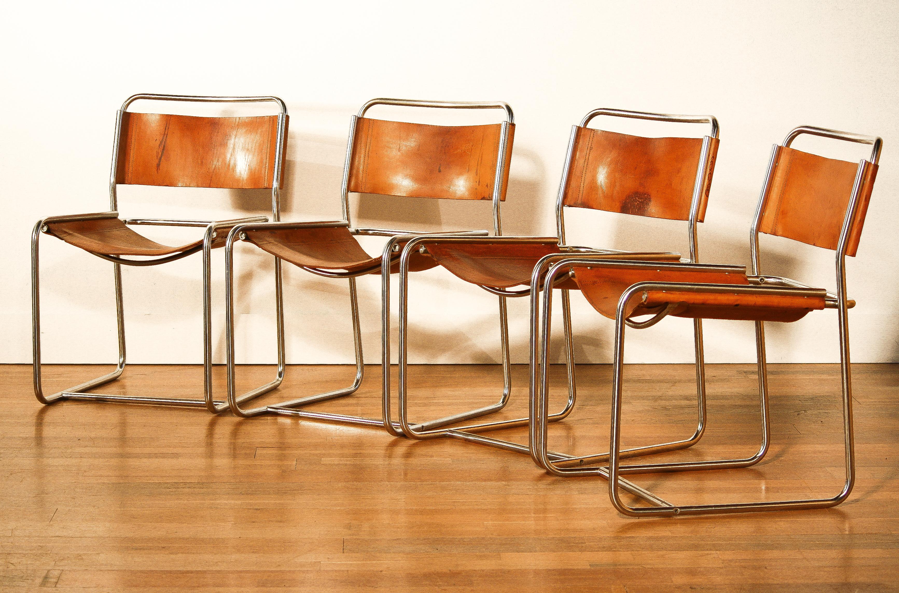 Steel / Leather Set Dining Chairs by Paul Ibens & Clair Bataille for 't Spectrum 4