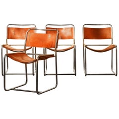 Steel / Leather Set Dining Chairs by Paul Ibens & Clair Bataille for 't Spectrum