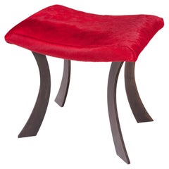 Steel Legged Sheepskin Ottoman-Customizable