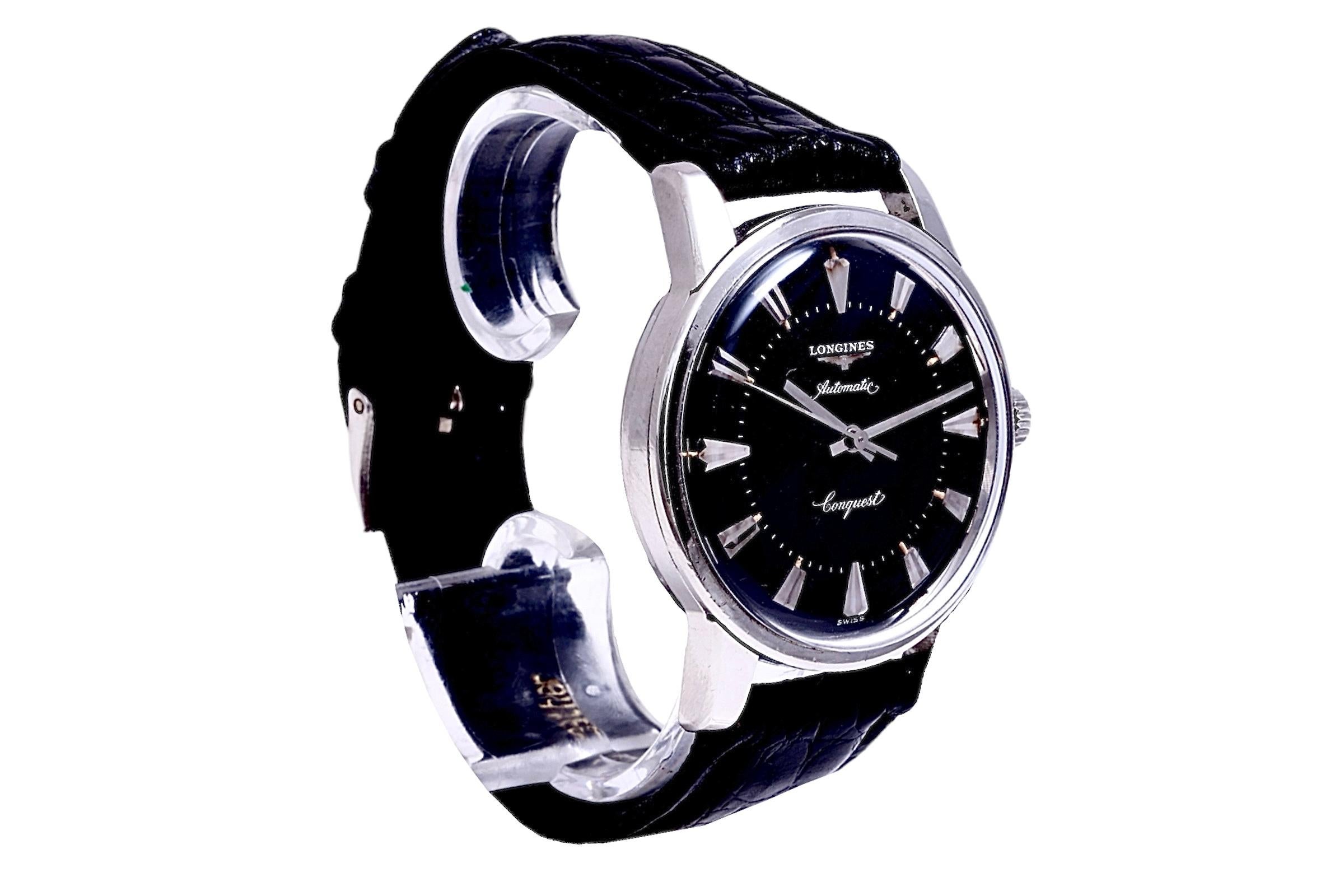Stahl Longines Conquest Automatik-Sammler-Armbanduhr aus Stahl, Cal 19 AS, vergoldetes Zifferblatt für Damen oder Herren im Angebot
