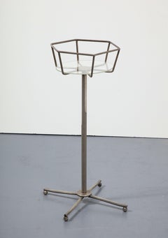 Steel, Lucite and Nickel Ice Bucket/Plant Stand